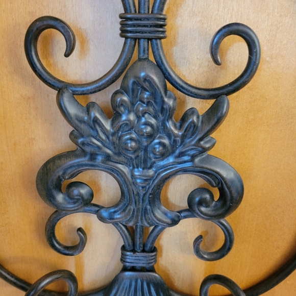 Wrought Metal Floral & Scroll Double Candle Sconce - Picture 6 of 7